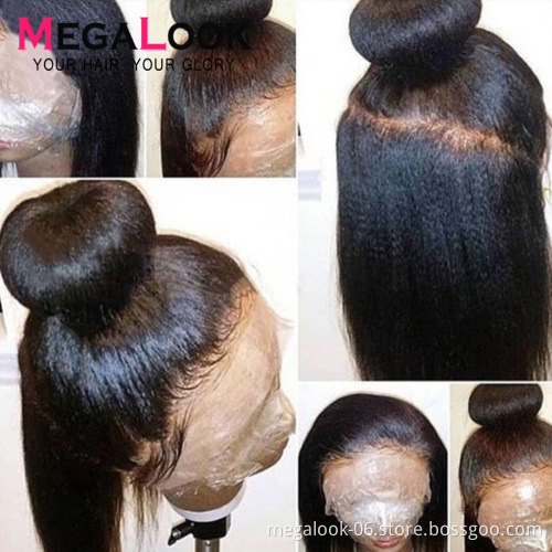 Most Expensive Pre Styled Perruque 36 inch transparent Italian Yaki Full Lace Wig Human Hair